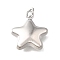 Brass Pendants, Star Charms, with Jump Rings, Cadmium Free & Lead Free, Long-Lasting Plated, Rack Plating, Platinum, 22x20x7.5mm, Hole: 4mm