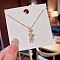 Stainless Steel Cable Chain Necklaces, Rhinestone Pendant Necklaces, Bear, 8.27~19.69 inch(21~50cm)