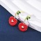 Cherry Brass Enamel Stud Earrings for Women, Cadmium Free & Lead Free, Long-Lasting Plated, Rack Plating, Real 18K Gold Plated, 18.5x10mm