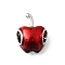 Brass European Beads, with Enamel, Apple, Large Hole Beads, Cadmium Free & Lead Free, Platinum, 15x11.5x8mm, Hole: 4mm