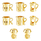 DIY 8Pcs 4 Styles Brass Coffee Cup Pendants & Beads Jewelry Making Findings Kits, Real 18K Gold Plated, 9~11.5x8.5~12x8~9mm, Hole: 3~4.5mm, 2pcs/style