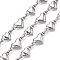 Brass Link Chains, Cadmium Free & Nickel Free & Lead Free, Heart, Unwelded, with Spool, Real Platinum Plated, 16.5x9x3.5mm, about 36.09 Feet(11m)/Roll