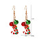 Christmas Alloy Dangle Earrings, with Enamel & Acrylic & Resin, Golden, Candy, 52x19mm