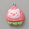 Pig Opaque Resin Pendants, with Platinum Tone Iron Loops, Strawberry, 28.5x19.5~21x9.5mm, Hole: 1.9x2.5mm