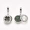 Alloy European Dangle Charms, with Rhinestone, Large Hole Pendants, Flat RoundEmerald & Crystal with Clover, Emerald & Crystal, Platinum, 27mm, Hole: 5mm