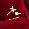 Brass Micro Pave Cubic Zirconia Cuff Rings, Letter X, 12x8mm