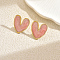 Stainless Steel Heart Stud Earrings, Golden, Pink, 24.3x22.6mm