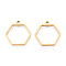 201 Stainless Steel Pendants, Real 18K Gold Plated, Ion Plating(IP), Hexagon, 28x27x3mm, Hole: 2.2mm
