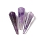 Natural Amethyst Beads, Half Drilled, Faceted, Cone, 31x7.5~8mm, Hole: 1mm