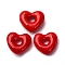 Handmade Lampwork Beads, Large Hole Beads, Heart, Red, 14x15x5mm, Hole: 4mm