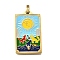 Tarot 304 Stainless Steel Enamel Pendants, Real 18K Gold Plated, Ion Plating(IP), Sun, 37.5x22x2mm, Hole: 6x3.5mm