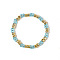 Glass Seed Beads Finger Rings for Women, Medium Turquoise