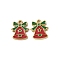 304 Stainless Steel Enamel Pendants, Christmas Theme Charms, Ion Plating(IP), Real 18K Gold Plated, Christmas Bell, 14.5x13x1.5mm, Hole: 1.2mm