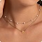 2Pcs 304 Stainless Steel & White Plastic Imitation Pearl Letter Pendant Double Layer Necklaces, Golden, Letter P, 17.72 inch(45cm)