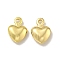 Rack Plating Brass Charms, Long-Lasting Plated, Lead Free & Cadmium Free, Heart, 8x6x2mm, Hole: 0.8mm