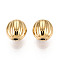 Textured 304 Stainless Steel Spacer Beads, Oval, Real 14K Gold Plated, 6x6x5mm, Hole: 1.2mm