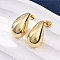 Teardrop Brass Stud Earrings, Rack Plating, Long-Lasting Plated, Lead Free & Cadmium Free, Real 18K Gold Plated, 20.5x11.5mm