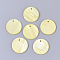 Spray Painted Freshwater Shell Pendants, Flat Round, Lemon Chiffon, 20x2mm, Hole: 1.5mm