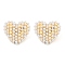 Rack Plating Brass & ABS Plastic Imitation Pearl Stud Earrings, Long-Lasting Plated, Real 18K Gold Plated, Heart, 21x24mm