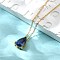 304 Stainless Steel Necklaces, with Cubic Zirconia Teardrop Charms, Real 18K Gold Plated, Royal Blue, 16.22 inch(41.2cm) long+64mm extender