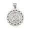 Brass Micro Pave Cubic Zirconia Pendants, Cadmium Free & Lead Free, Religion, Flat Round, Platinum, 24x21x3.5mm, Hole: 4.5x3.5mm