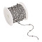 304 Stainless Steel Flat Cable Chains, Satellite Chains, with Round Beads, Soldered, with Spool, Stainless Steel Color, Link: 2x1.5x0.3mm, about 5m/roll