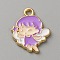 Alloy Enamel Pendants, Golden, Angel Charm, Medium Orchid, 18.5x14x1mm, Hole: 1.8mm