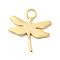 Animal 925 Sterling Silver Pendants, Golden, Dragonfly, 17x15.5x1mm, Hole: 2.5mm