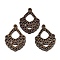Walnut Wood Pendants, Coconut Brown, 39x29x3mm, Hole: 2mm