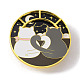 回転猫エナメルピン  バックパックの服のための金メッキ合金フラットラウンドバッジ  カラフル  50x5mm JEWB-TAC0013-02G-1