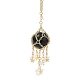 Natural Obsidian with Rack Plating Brass Pendants Decorations AJEW-B023-01G-01-2