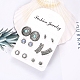 6 Pairs 6 Style Leaf & Flat Round & Flower Glass Stud Earrings AJEW-PW0005-24AS-1