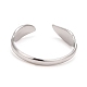 304 anillo de puño abierto de hoja de acero inoxidable para mujer RJEW-C025-25P-2