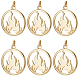 Beebeecraft 1 Box 10Pcs Fire Charms 18K Gold Plated Flat Round with Fire Fireplace Pendants Dangle Charms with Jump Ring for DIY Jewelry Necklace Earrings Bracelet Making KK-BBC0010-27-1