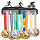 Espositore da parete con porta medaglie in ferro a tema corsa ODIS-WH0021-705-1