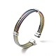304 bracelet manchette ouvert en corde torsadée triple couche en acier inoxydable pour femme BJEW-P283-09M-4