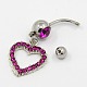 Body Jewelry Heart Alloy Rhinestone Navel Ring Belly Rings RB-D073-01-4
