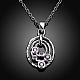Silver Plated Brass Cubic Zirconia Oval Pendant Necklaces NJEW-BB03578-A-2