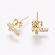 Brass Micro Pave Cubic Zirconia Stud Earrings X-EJEW-F125-05G-2
