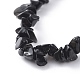 Chips Natural Black Stone Stretch Bracelets BJEW-JB04700-03-3