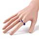 Anello da dito rotondo con perline di vetro con ciondolo a croce in ottone per donna RJEW-JR00499-3