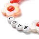 Braccialetto elasticizzato con perline di fiori d'amore per bambini BJEW-JB06954-6