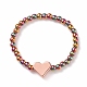 Anello da dito con perline di vetro con cuore in ottone da donna RJEW-JR00466-4