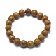 Natural Wood Lace Stone Bead Stretch Bracelets BJEW-K212-B-041-2