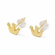 Brass Crown Stud Earrings for Women EJEW-P211-05G-1