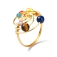 銅線を巻いた渦巻き指輪  天然混合宝石ビーズチャクラリング  ライトゴールド  usサイズ8 1/4(18.3mm) RJEW-TA00101-01-1