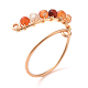 Natural Gemstone Round Beaded Open Cuff Ring RJEW-JR00528-3