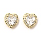 Серьги-гвоздики в форме сердца из прозрачного кубического циркония EJEW-K093-21G-2