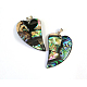 Brass Paua Shell Heart Big Pendants SSHEL-F0006-53-3