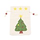 クリスマステーマの綿生地布バッグ  巾着袋  クリスマスパーティースナックギフトオーナメント用  木模様  22x15cm ABAG-H104-A01-2